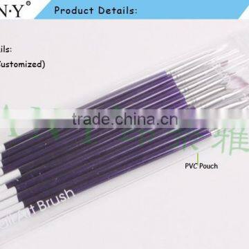 ANY Nail Art Beauty Care Nail Design Wood 7PCS Nail Brush Set Purple Handle