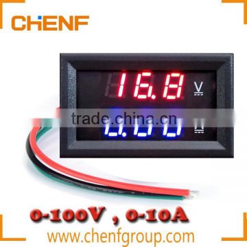 Cheaper High Quality Red Blue LED DC 0-100V 10A Dual Digital Voltmeter Ammeter