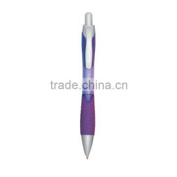 Rio Ballpoint Pen With Contoured Rubber Grip-transpurple