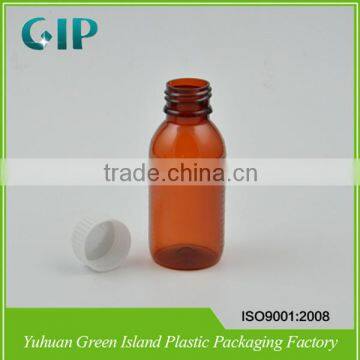 PET 100ml amber plastic liquid medicine bottle