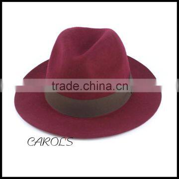 burgandy Fedora hat, 100% Australian wool fedora indiana jones hat