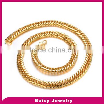 High Polished stainless steel heavy chunky cuban link gold chain for men