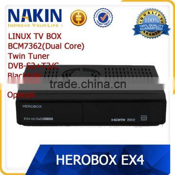 Herobox EX4 HD two tuner DVB-S2+T2/C linux tv box without wifi