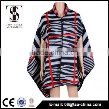 Wholesale Women Winter Check Warmer Wrap Stole checked acrylic Shawl With Sleeve Hole