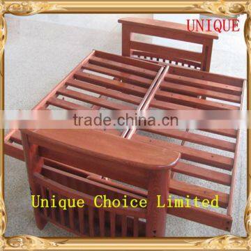 Wooden futon frame for solid wood folding sofa bed