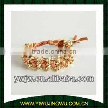 light brown and gold wide chain wholesale spike bracelets(JW-G1080)