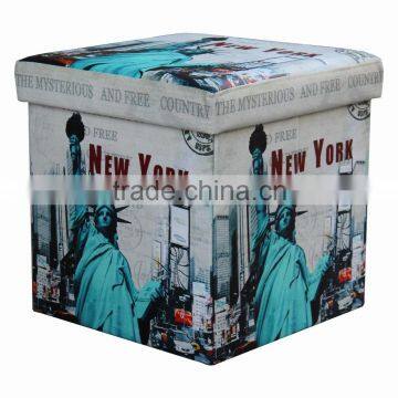 Kids toy storage Printing New York foldable ottoman