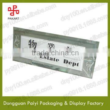 transparent acrylic department sign