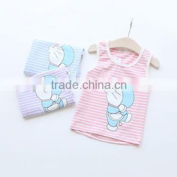 Custom Lovely Cartoon Pattern Stripes Printing Children's Vest, Kids Clothing for Girls