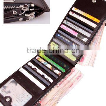 Leather Zipper Wallet Card Organizer 15 Card Slots + 2 Phone Bags