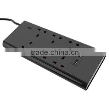 UK 6 Way Surge Protector with 2 USB