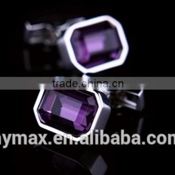 purple crystal shirt mens custom cufflinks for wedding gift