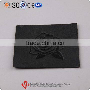 Elegant Style Embossed Rose Logo PU Leather Patch