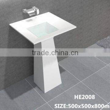 Solid Surface Stone Resin square free standing Pedestal resin wash basin,,Artificial Stone freestanding Washing Basin