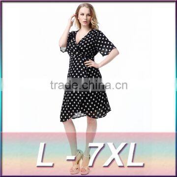 2016 new spring dress printing MM and Polka Dot Chiffon Dress