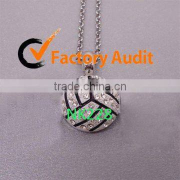 NK228 Rhinestone Volleyball Charm Pendant Necklace/ Jewelry Findings