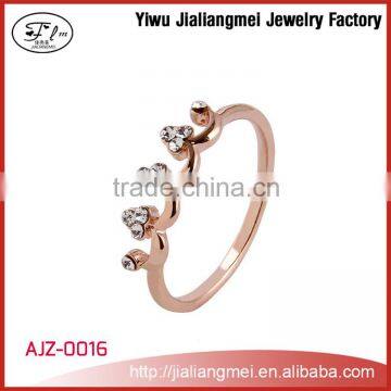 Fashion Latest Rose Gold Finger Crown Design Engagement Rings for Women