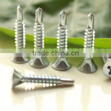 PH2 zinc flat head self drilling screw with antil slip ribs