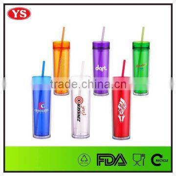 16 Ounce Clear Double Wall Skinny Acrylic Tumbler Wholesale