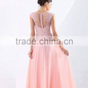 Exquisite Beaded Sexy Embroidered Backless Pleated Cap Sleeveless Evening Gown Formal Dress Patterns for Girls