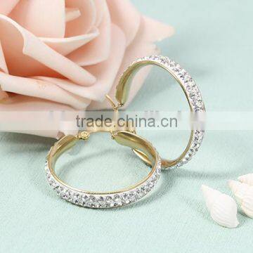 2016 Latest 18k Gold Plated Stainless Steel Cubic Zirconia Diamonds Hoop Earrings photo-5