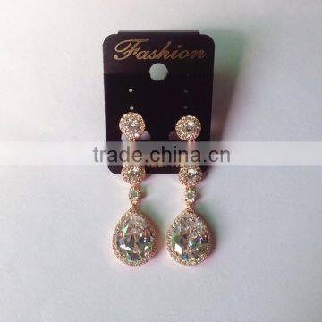 Hot sell Cubic zirconia jewelry Bridal rose gold earring