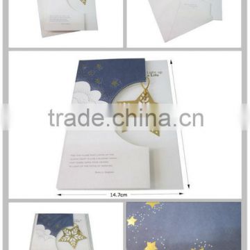 Chrismas greeting card tied with the die-cut star