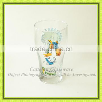 Machine made glass tumbler,beer glass mug for 2014 Brazil World Cup Promotion,produced by Cattelan glassware factory.