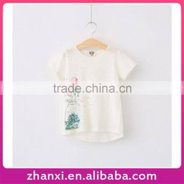 Pretty casual white girls fancy kids solid stylish t-shirt wholesale