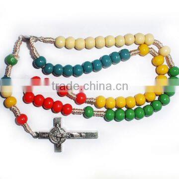 Rosary,catholic Wooden Mixed Colours Rosary, 2014 Cheap Religious Necklace photo-2
