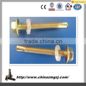 Building material self reversing screw shaft hex washer head self drilling screw