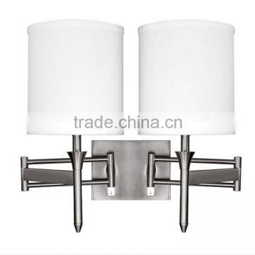 Modern double wall lamp with fabric shade for hotel decorative