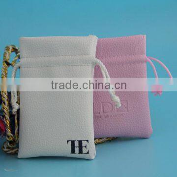 Fashion Style Customized Size Drawstring Leather Jewelry Pouch