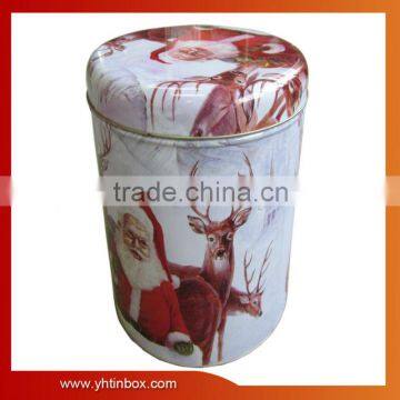 round christmas tin box