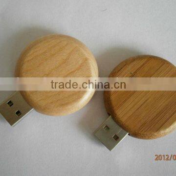 wooden business promotion gift round cake usb flash drive