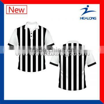 hot selling black white stripe pattern cricket jersey