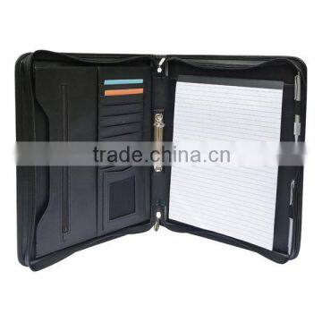 A4 zipper PU leather portfolio planner