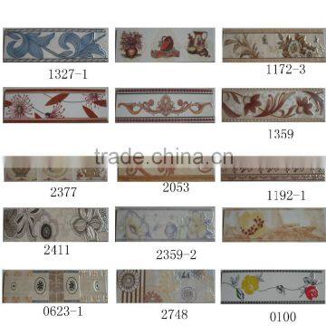 100x300mm interior glazed lily flower ceramic border tile