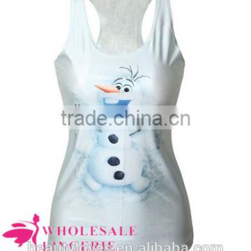 snow man printed sleeveless women Tshirt,women tank top, women summer vest