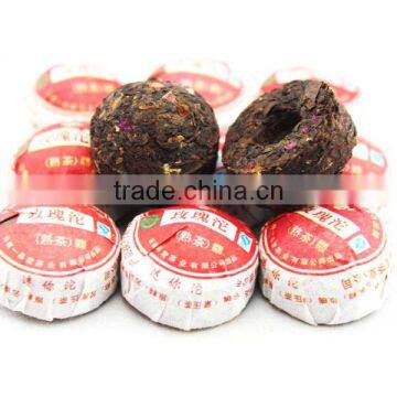 in Bulk Yunnan Puer Shu Tuocha Tea Blended With Rose Flower