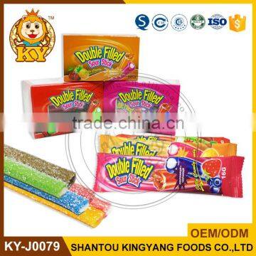 Double Filled Jam And Powder Sour Stick Gummy Candy