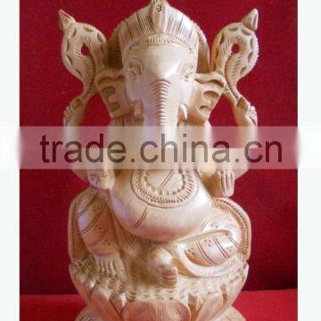 Wooden Handicraft wood Carving Vedic God Ganpati Rich Arts And Crafts Jaipur Rajasthan India Artisan Statue sculpture Elephant