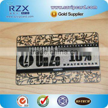Beautiful Glossy Etaching and Hollow Out Business Card Metal Golden Card for Gift Events 2015