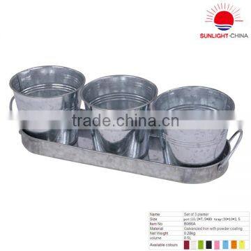 B066-A galvanized flower planter/set of 3 metal flower pot/galvanized planter