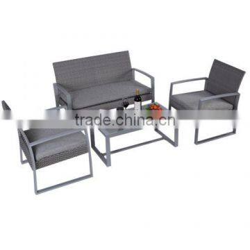 Outdoor 4 PCS Patio PE wicker sofa set garden sofa set with 5cm thickness cushions