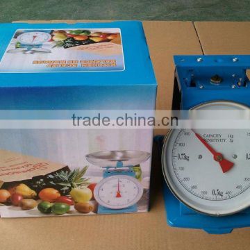 Weighing spring balance kitchen scales