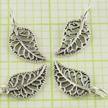 Silver Leaf Beads DIY Sterling Silver Jewelry For Bracelets