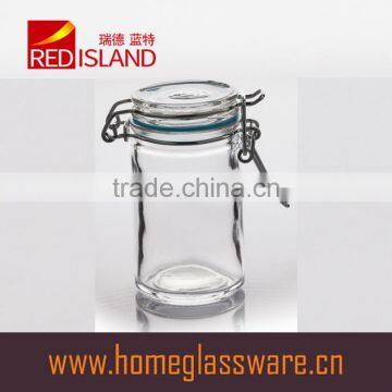 60ml clear glass storage jar with clip top