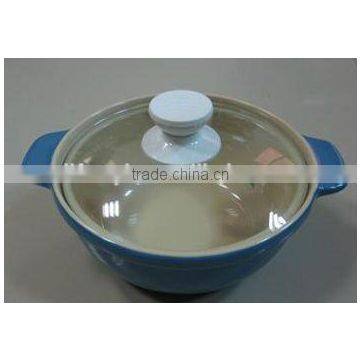 2-tone Solid Color Stoneware Soup Bowl With Glass Lid photo-2