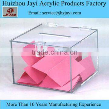 OEM clear hand made donation box,best design and large donation box